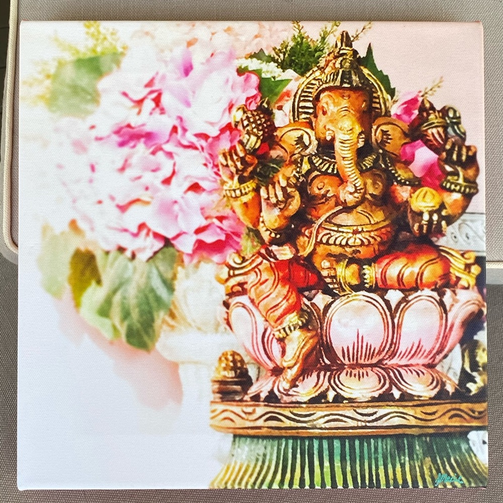 Original Ganesh and Hydrangea Artwork - SIGNED